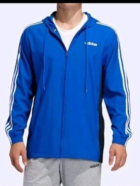 Adidas Men's Blue Hooded Track Jacket Size 2XL